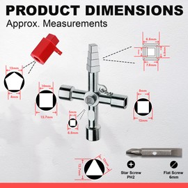 7 in 1 Universal Utility Key - Gas Electric Meter Box Key, Triangle Square Panel Key, Radiators, Disabled Toilet, Stopcock, Loft Hatch, Cupboard, Elevator, Multi-Functional Utilities Key