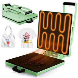 UOKRR Heat Press 15x15, High Pressure Clamshell Heat Press Machine for T Shirts, 90 Degrees Digital Control Sublimation Heat Transfer Machine for DIY Shirts, Pillows (Green)
