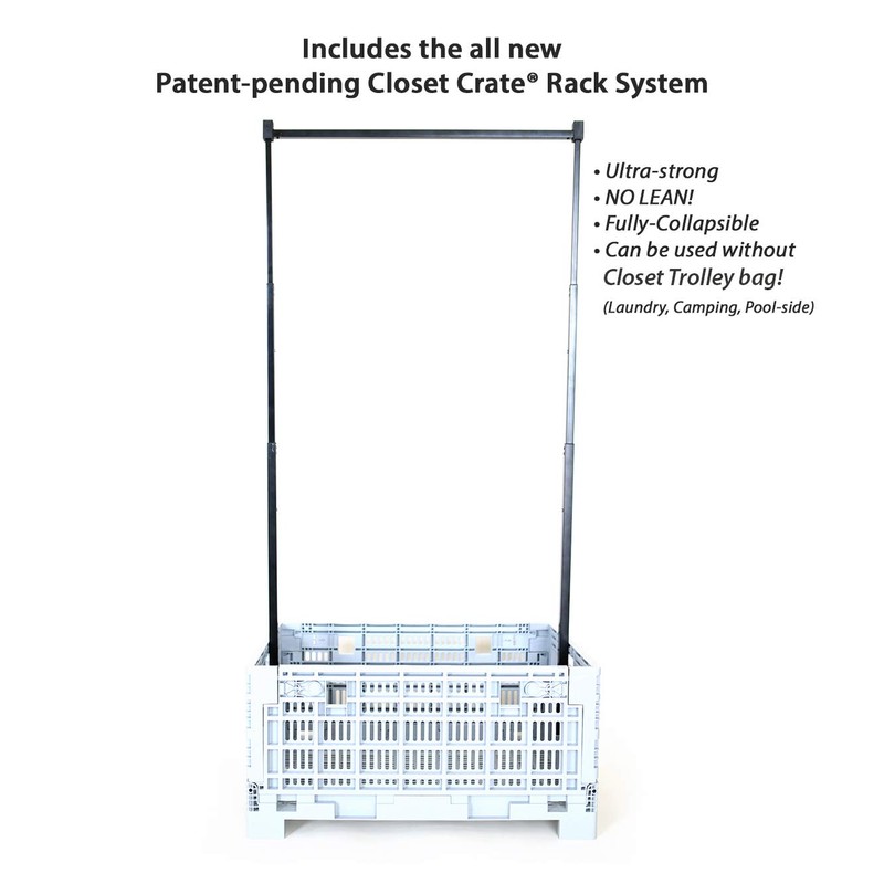 Closet Trolley Collapsible Rolling Dance Bag w/No-Lean Garment Rack -