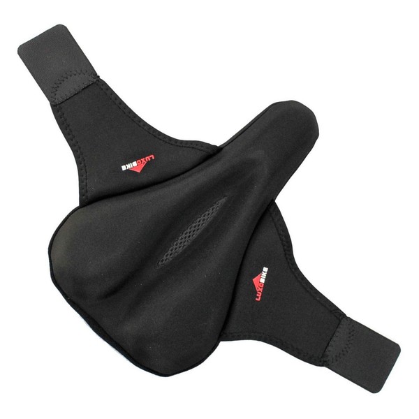 LuxoBike Gel Bike Seat Cover Padded Bicycle Seat Covers for Men – Comfort Soft Silicone Bicycle Seat Pad for Mountain Road Bike Outdoor Cycling – Stationary Cycle Spin Bike Seat Cushion Pads Spinning