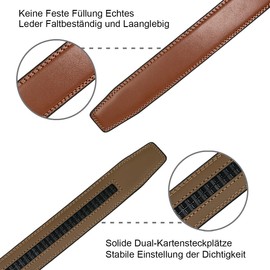 Chaberlu Men's Leather Belt Ratchet Automatic Buckle Business Suit Belt Adjustable Leather Belt for Jeans, Width 35 mm, Size Adjustable, Brown B7