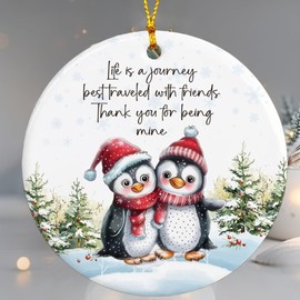 Friendship Christmas Ornament – Cute Penguin Ornament for Best Friends – Holiday Tree Decoration, Gift Exchange Keepsake, Best Friend Ornament for Women, Thank You (L-1)