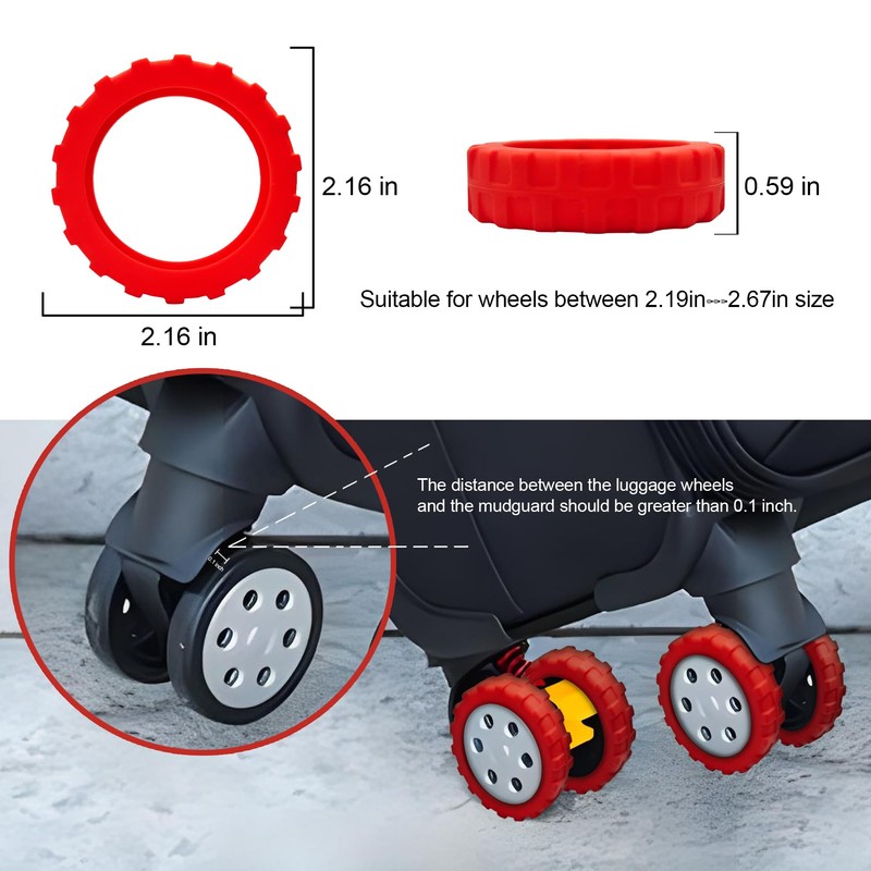IRAINSUN (8 Pack) Silicone Luggage Wheel Covers for 8-Spinner Wheel