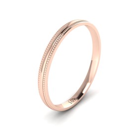 LANDA JEWEL Unisex 10k Rose Gold 2mm Light Court Shape Comfort Fit Polished Wedding Ring Milgrain Band (6.5)