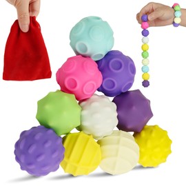 10Pcs Rainbow Texture Sensory Fidget Toy, Multi-Color Educational Science Kit for Anxiety Relief, 28mm DIY Mutual Attraction Desk Balls for Kids Adults, Stocking Stuffers Gift for Party Favors Gift