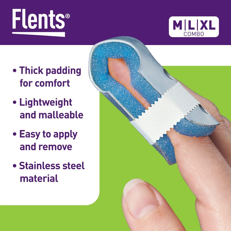 Flents Finger Splint, 2-Sided Splint, Medium, Supports & Protects Injured