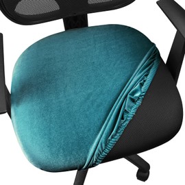 Yikko Velvet Seat Cushion Covers for 38-48cm Office Computer Chairs with Strap Washable Slipcover Protector Decoration for Home Dining Room Bar Wedding Party (2, Blue Lake)