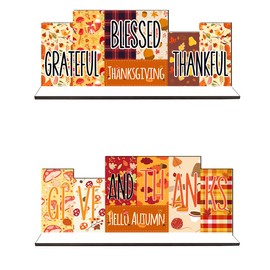 Fall Thanksgiving Table Decorations Centerpieces Fall Harvest Thanks Blessed Wood Sign Table Decorations Fall Tiered Tray Tabletop Decor for Autumn Thanksgiving Party Favors Supplies