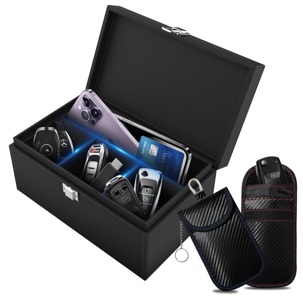 ocuvaep Keyless Go Protection Car Key Box & 2 Faraday