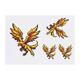 Azeeda 4 x 'Pixel Art Phoenix Rising' Temporäre Tattoos - Wasserfest, Hautfreundlich & Ungiftig · Transfers in Verschiedenen Größen (TO00068466)