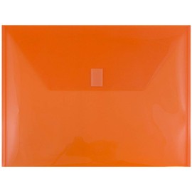 JAM PAPER Plastic Envelopes with Hook & Loop Closure - Letter Booklet - 247.6 x 330.2 mm (9 3/4" x 13") - Orange - 12/Pack