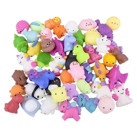 Curious Minds Busy Bags 50 Bagged Cute Animal Mochi Squishy Animals - Kawaii - Sensory, Stress, Fidget Party Favor Toy Bulk - Bright (50 Bagged Mochi Assorted)