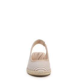 LifeStride Womens Kayden Wedge Sandal Tan/White Stripe 9 M