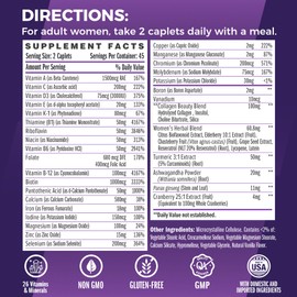 Vitamin World Ultra 360 Multivitamin for Women, Women's Multivitamin with Herbs & Collagen for Hair, Skin & Nails, Supplement with Iron, Vitamin A, B, C, D, E for Energy & Immune Support, 90 Caplets