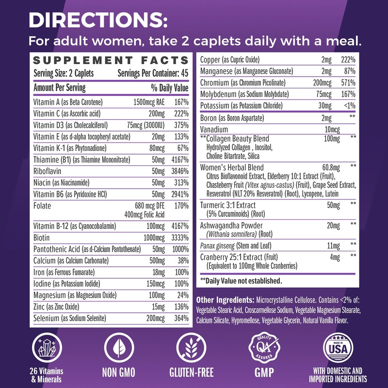 Vitamin World Ultra 360 Multivitamin for Women, Women's Multivitamin with