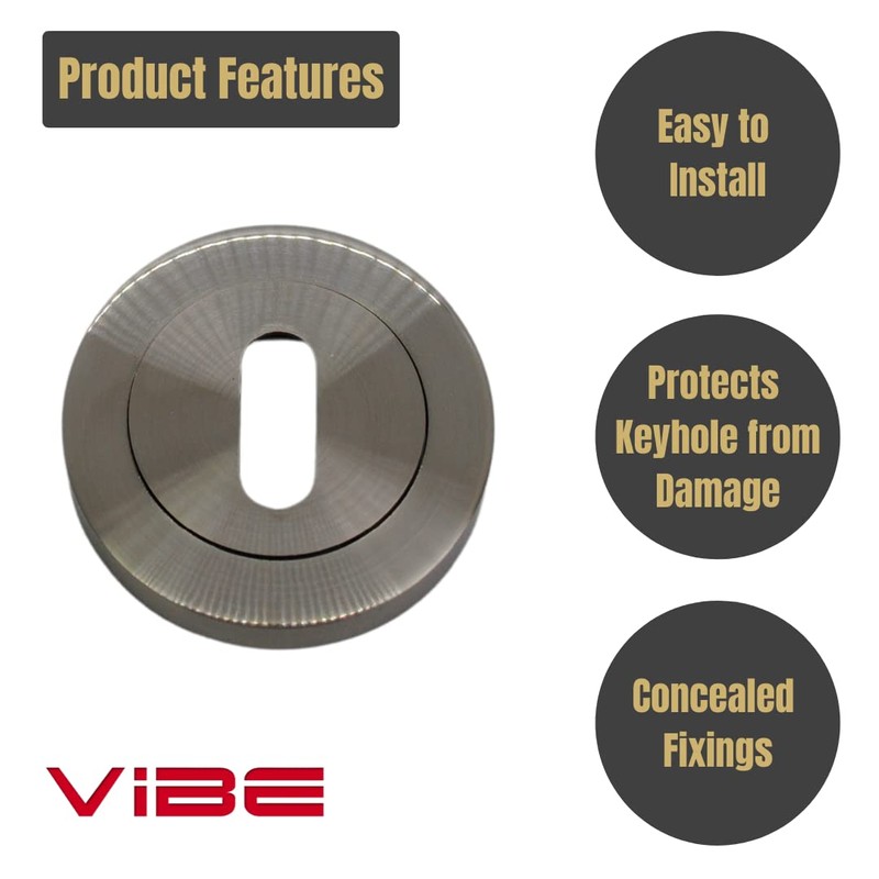 VIBE Keyhole Escutcheon on Satin Nickel Plated Keyhole Cover on