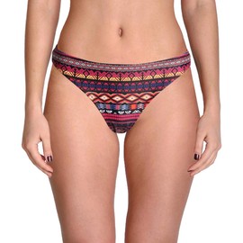 Jessica Simpson Women's Cherokee Queen Looped Front Classic Bikini Bottom, Spice Multi, Large