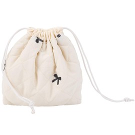 CREATCABIN Drawstring Makeup Bag with Canvas Lining Travel Toiletry Bag Beige Bows Makeup Accessories Organizer Case Cosmetic Bag Drawstring Bag Portable Storage Clutch Bags for Women 3.5x7x9.7inch