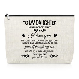 Gevody Daughter Gifts from Mom Makeup Bag Inspirational Gift for Daughter Graduation Wedding Anniversary Christmas Birthday Present from Mother to My Girl Cosmetic Bag Motivational Travel Pouch
