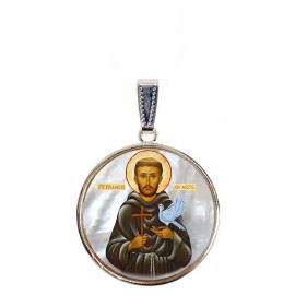 Fashion Jewelry SAINT FRANCIS CATHOLIC RELIGIOUS Large Charm Pendant German Silver 20" Necklace