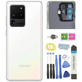 Demat Galaxy S20 Ultra Back Cover Glass Housing Door Replacement for Galaxy S20 Ultra 5G with Tools (White)