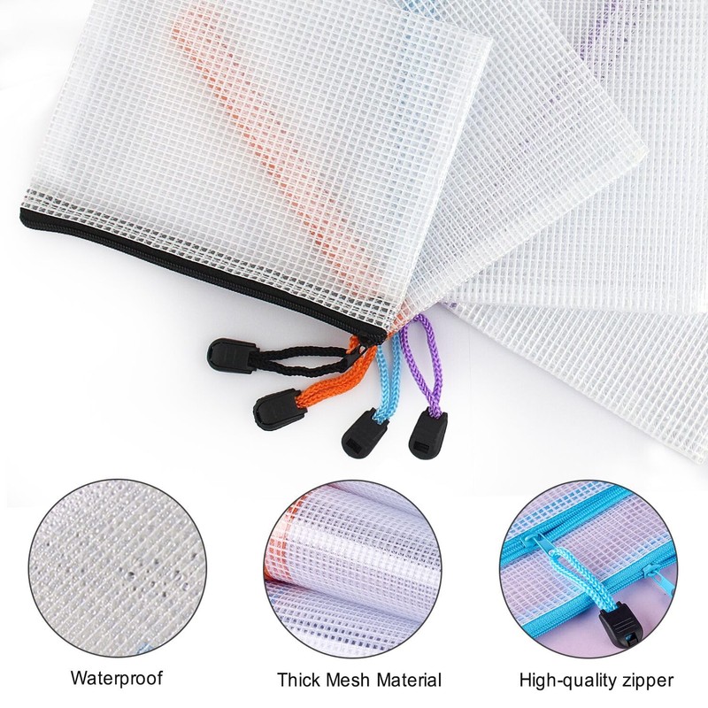 20-Piece Plastic Wallets Zip Lock Folders, Waterproof Zipper Document Pouch