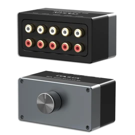 Cubilux AS-R4 4-Way Bidirectional RCA Selector Box, Passive 4-Channel Stereo RCA Speaker Audio Switch Box, 1(4) In 4(1) Out RCA Audio Splitter