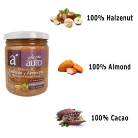 Auto Selection Hazelnut and Almond Spread, 9.35 oz, No Added Sugar, Gluten-Free, Keto-Friendly, Medium, Brown