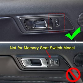 AOKIO Interior Handle Switch Frame Cover Door Lock Button Trim for Ford Mustang Accessories 2015 2016 2017 2018 2019 2020 2021 2022 2023 2024 (Without Memory Seat Button)
