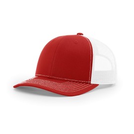 Richardson Unisex 112 Trucker Adjustable Snapback Baseball Cap, Split Red/White, One Size Fits Most