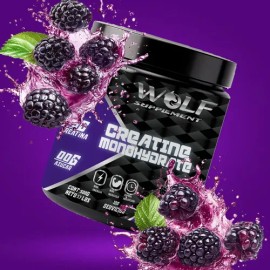 Creatina Monohidratada 500g Wolf En Polvo Sabores Moras                                                                                               