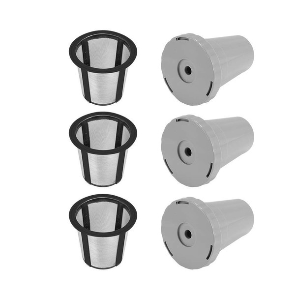 Reusable Coffee Filter Housing Replacement Set for Keurig My K-Cup Style, 3 Filter Housing + 3 Extra Filters,Fits B30 B31 B40 B50 B60 B70 Series