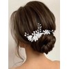 JONKY Flower Bride Wedding Hair Comb Silver Pearl Hair Piece