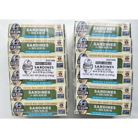 Season Brand 12x Season Wild Caught Sardines Boneless Skinless in 100% Pure Olive Oil 4.38oz