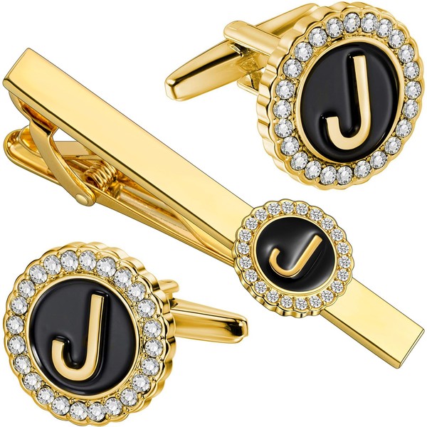 HAWSON 18K Gold Tie Clip and Cufflinks for Men, 2.2in