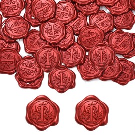 Yoption Initial T Wax Seal Stickers, 50 Pack Wine Red Retro Letter Self Adhesive Envelope Sealing Stickers for Wedding Party Birthday Christmas (T)