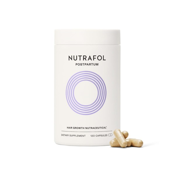 Nutrafol Postpartum Hair Growth Supplements, Clinically Tested for Visibly Thicker Hair and Less Shedding, Breastfeeding-friendly - 1 Month Supply