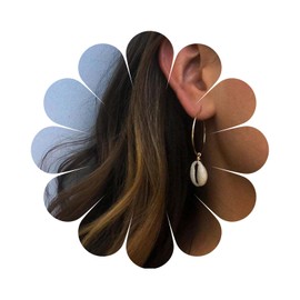 Inilbran Boho Sea Shell Drop Dangle Earrings Gold Kauri Huggie Hoop Earrings Large Hollow Circle Pendant Earrings Vintage Beach Cowrie Shell Large Circle Earrings Jewellery for Women and Women, Alloy