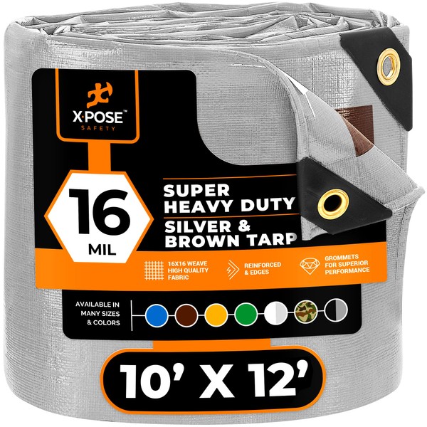 10' x 12' Super Heavy Duty 16 Mil Silver/Brown Poly