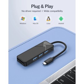 GiGimundo USB 3.0 Hub 4-Port Adapter Charger Data SLIM Super Speed PC Mac Laptop Desktop