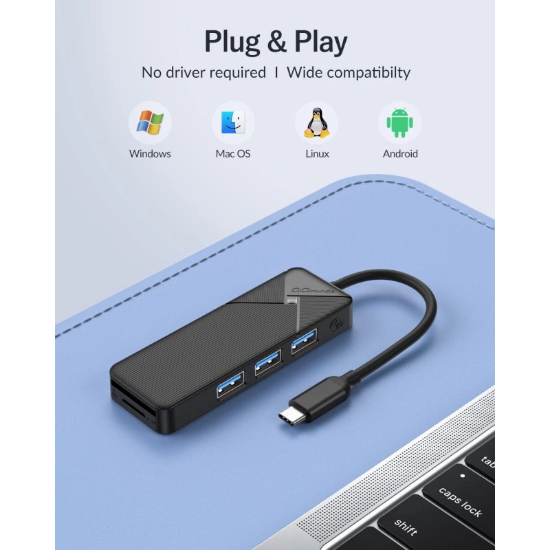 GiGimundo USB 3.0 Hub 4-Port Adapter Charger Data SLIM Super