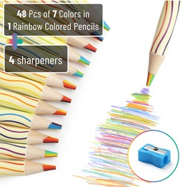 Mr. Pen- Rainbow Pencils, 48 Pack, 7 Color in 1 Rainbow Colored Pencil, Fun Pencils for Kids