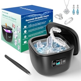 Ultrasonic Retainer Cleaner for Denture Mouth Guard Aligner - Raccomb Ultrasonic Cleaner 45kHz 255ML 3 Mode Adjustable Ultrasonic Jewelry Cleaner