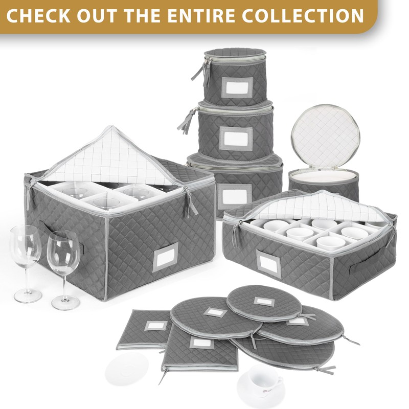 Fine China Storage - Set of 4 Quilted Cases for