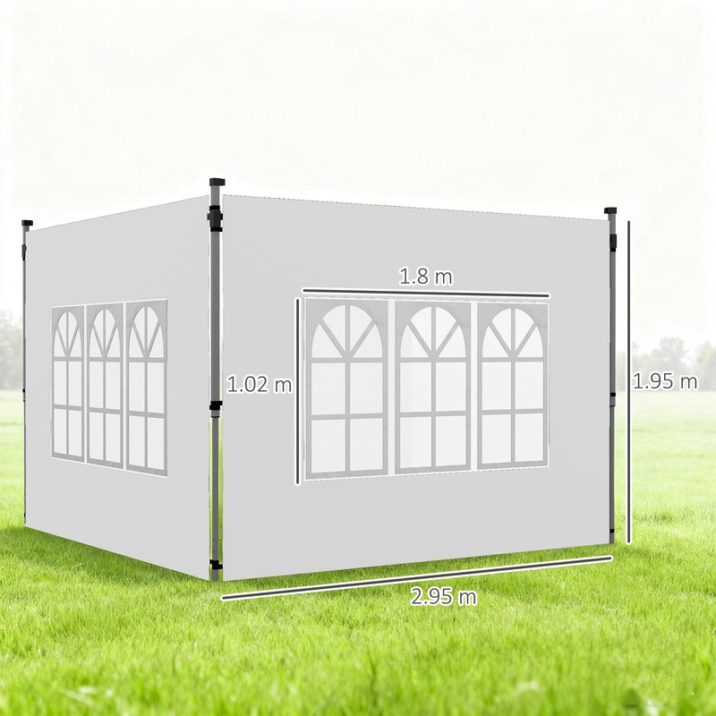 Outsunny Gazebo Side Panels with Window for 3x3(m) Pop Up