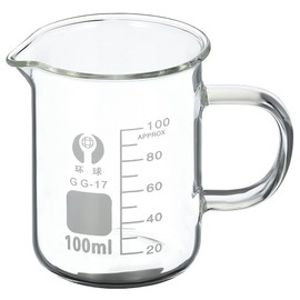 PATIKIL 100ml Glass Beaker with Handle, 3.3 Borosilicate Glass Graduated Printed Scale Measuring Cups with Spout for Kitchen Lab Liquids Transit Boiling