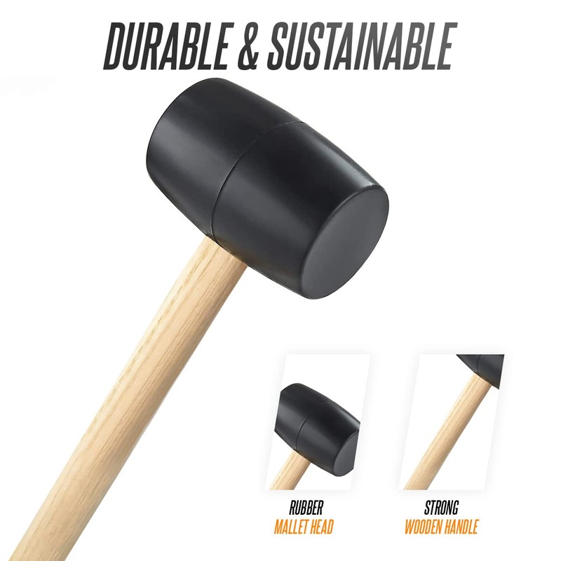 Black Large Rubber Mallet 16oz Heavy Duty Rubber Hammer Mallet