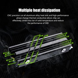M.2 NVMe Heatsink, M.2 2280 SSD Heat Sink Double Sided Cooling with 3 Thermal Pads for M.2 B Key B Key Disks, Aluminium Alloy Screwdriver Repair Kit for 850EVO 960 PRO SN850 SN750
