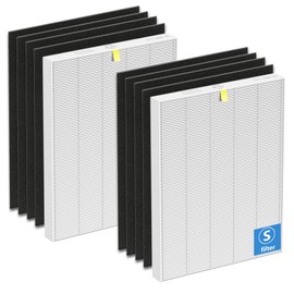 C545 Replacement HEPA Filter Compatible with Winix C545, Ture HPEA Filter S Only, Replaces Parts 1712-0096-00 and 2522-0058-00, 2 Pack H13 True HEPA Filter + 8 Activated Carbon Filters