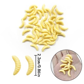 WELANE Mini Soft Worm Lures, 50 PCS Small Realistic Fishing Lures for Saltwater, Freshwater, Prank Props (Yellow, 2cm/0.78in)